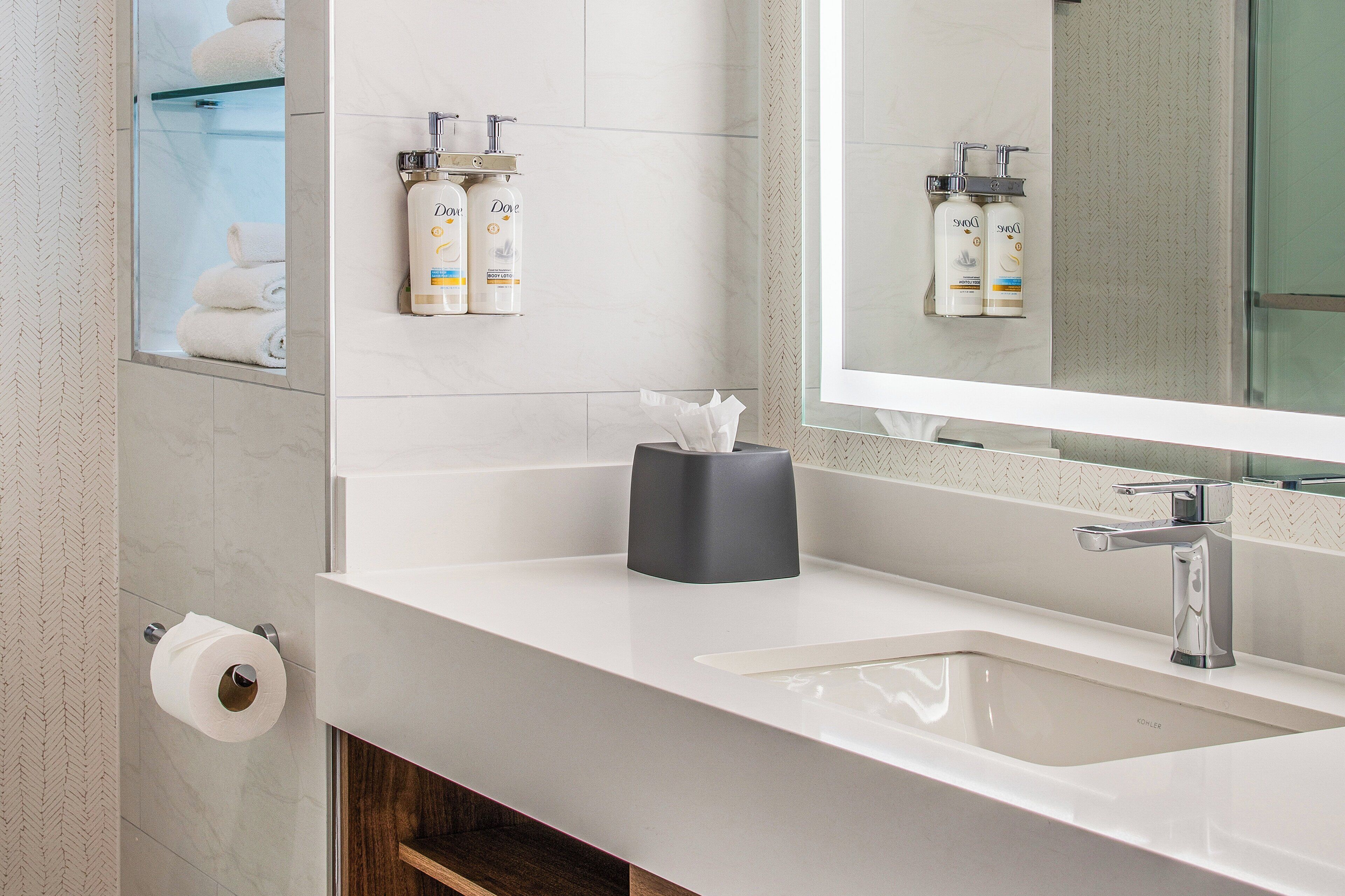 free toiletries, hair dryer, towels