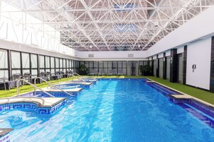 Indoor pool, open 6 AM to 8 PM, sun loungers