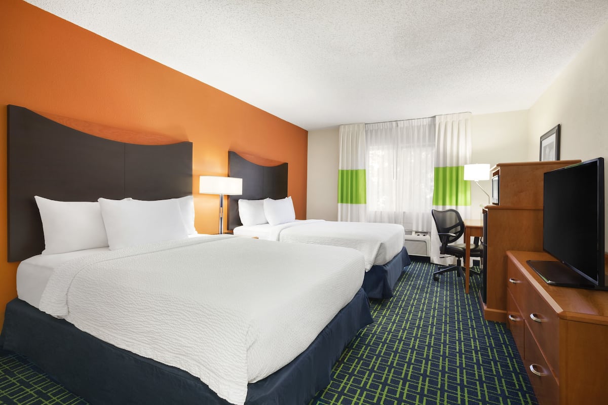 Room, 2 Queen Beds | Pillow-top beds, desk, blackout curtains, iron/ironing board