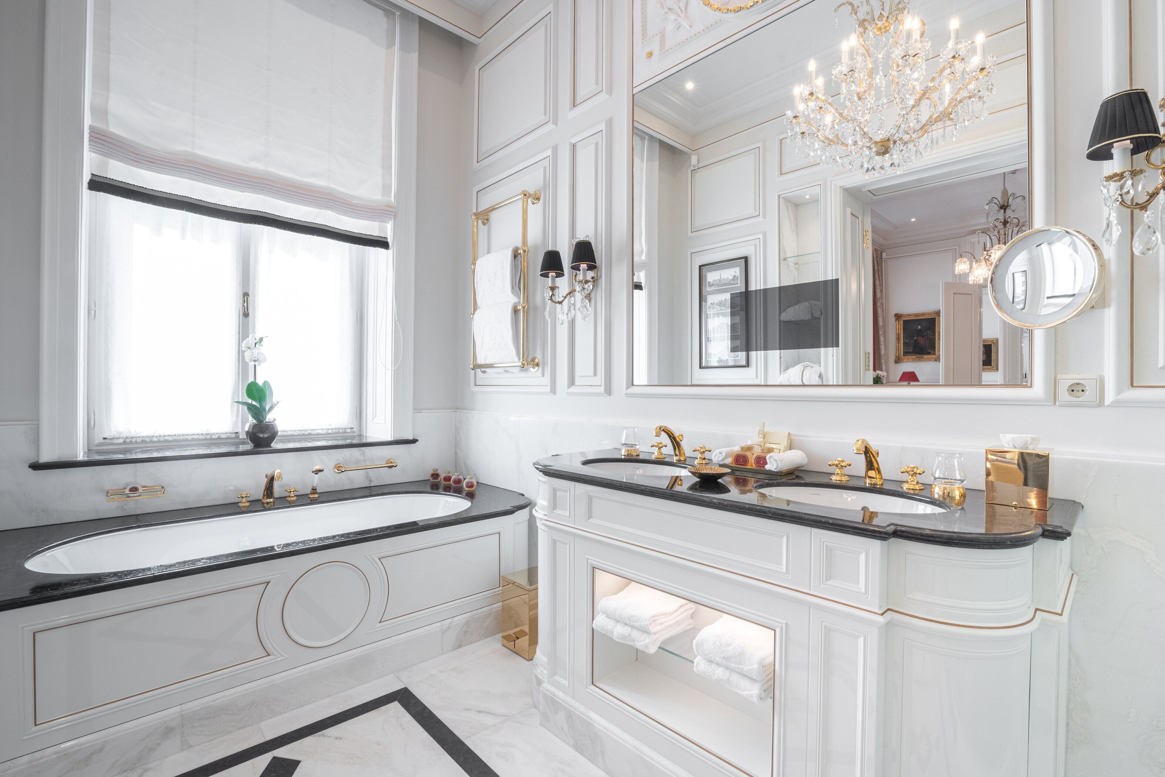 madame butterfly suite | bathroom | separate bathtub and shower, rainfall showerhead, designer toiletries