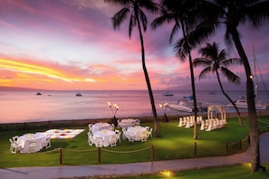 On the beach, beach cabanas, sun loungers, beach umbrellas