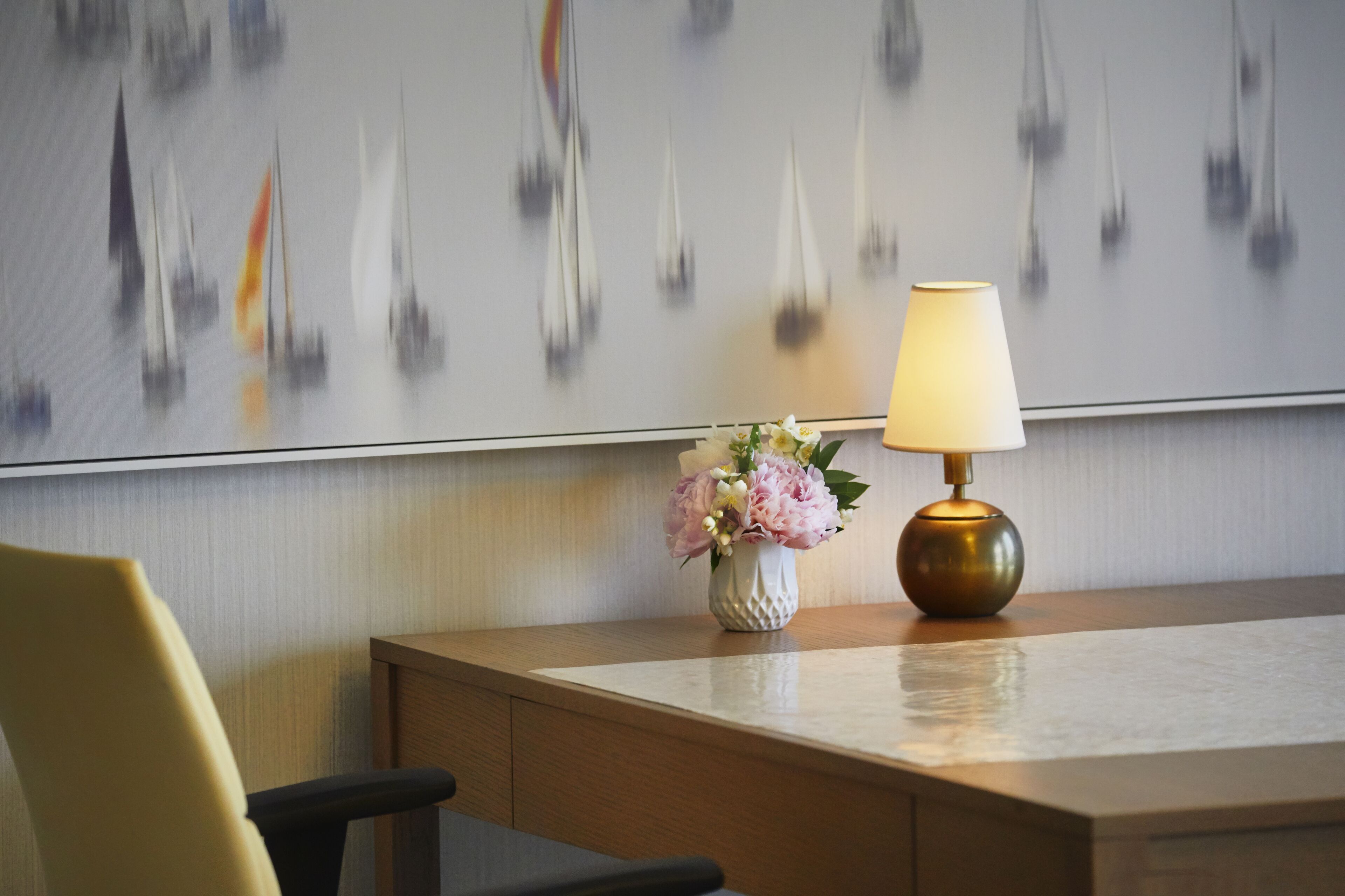 43-inch LCD TV with cable channels, iPod dock, pay films