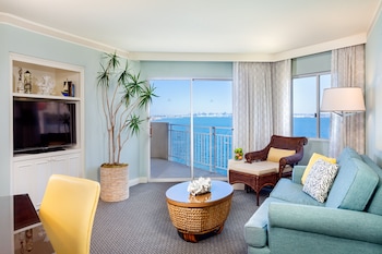 Hotel room view looking out at Loews Coronado Bay Resort