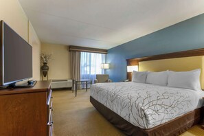 1 bedroom, hypo-allergenic bedding, pillowtop beds, desk