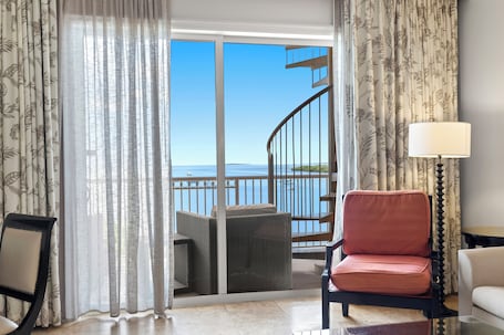 Top Floor 1BR Ocean View Condo with Rooftop Balcony | Living area | 50-inch flat-screen TV with satellite channels, TV. Beachside Resort & Residences