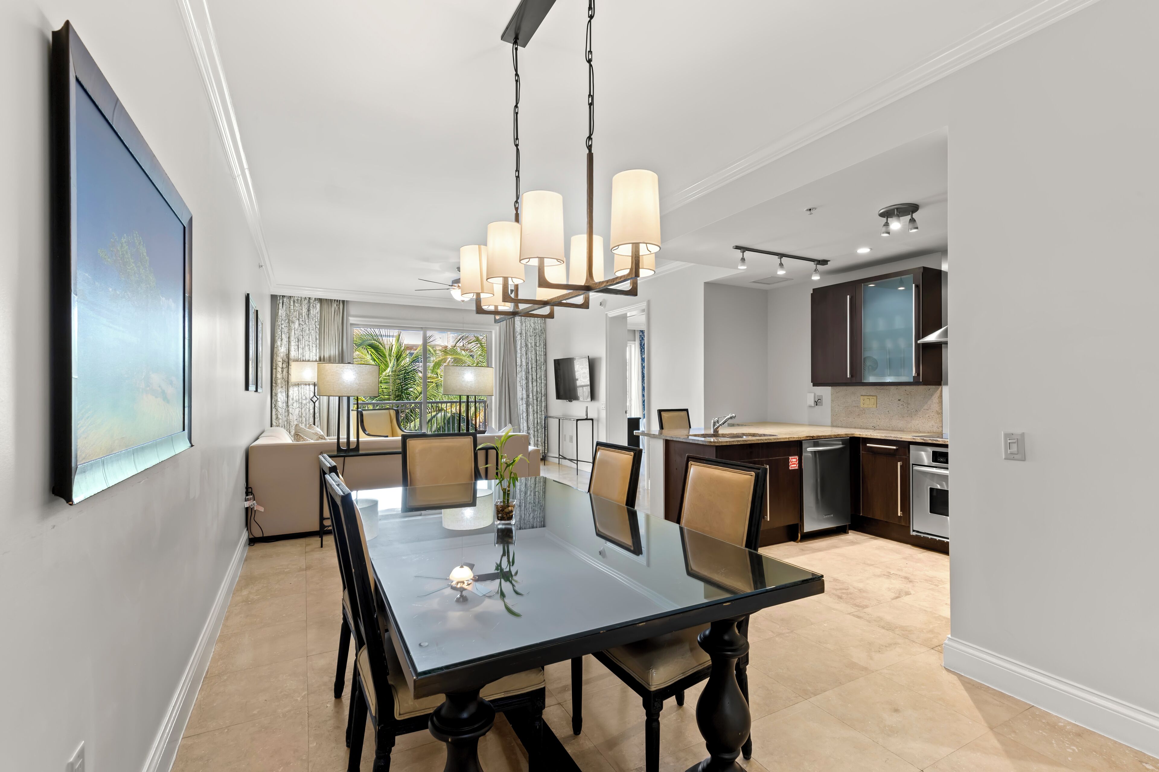 pool view three bedroom residence | dining room