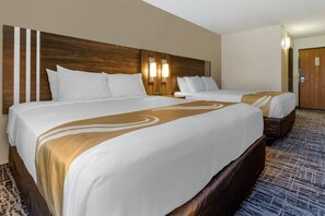 Standard Room, 2 Queen Beds, Non Smoking | In-room safe, desk, laptop workspace, blackout curtains