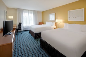 Room, 2 Double Beds | In-room safe, desk, laptop workspace, blackout curtains