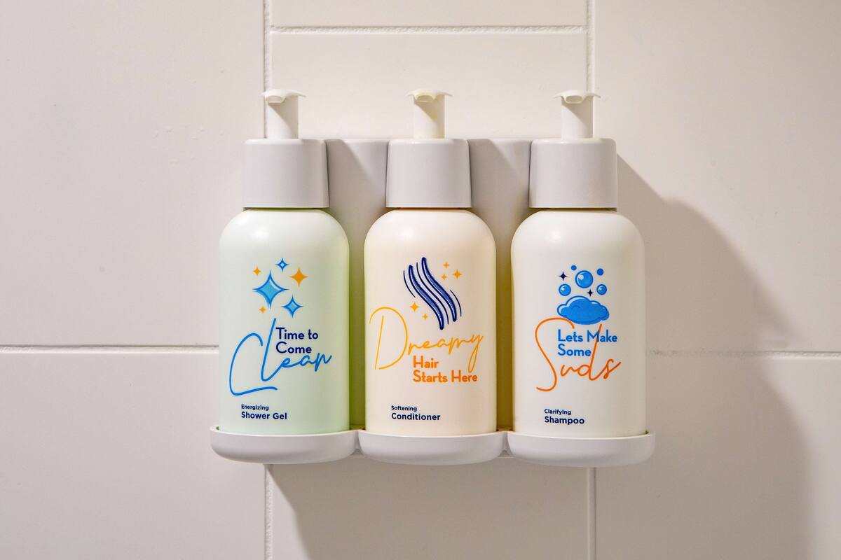 combined shower/bathtub, free toiletries, hair dryer, towels