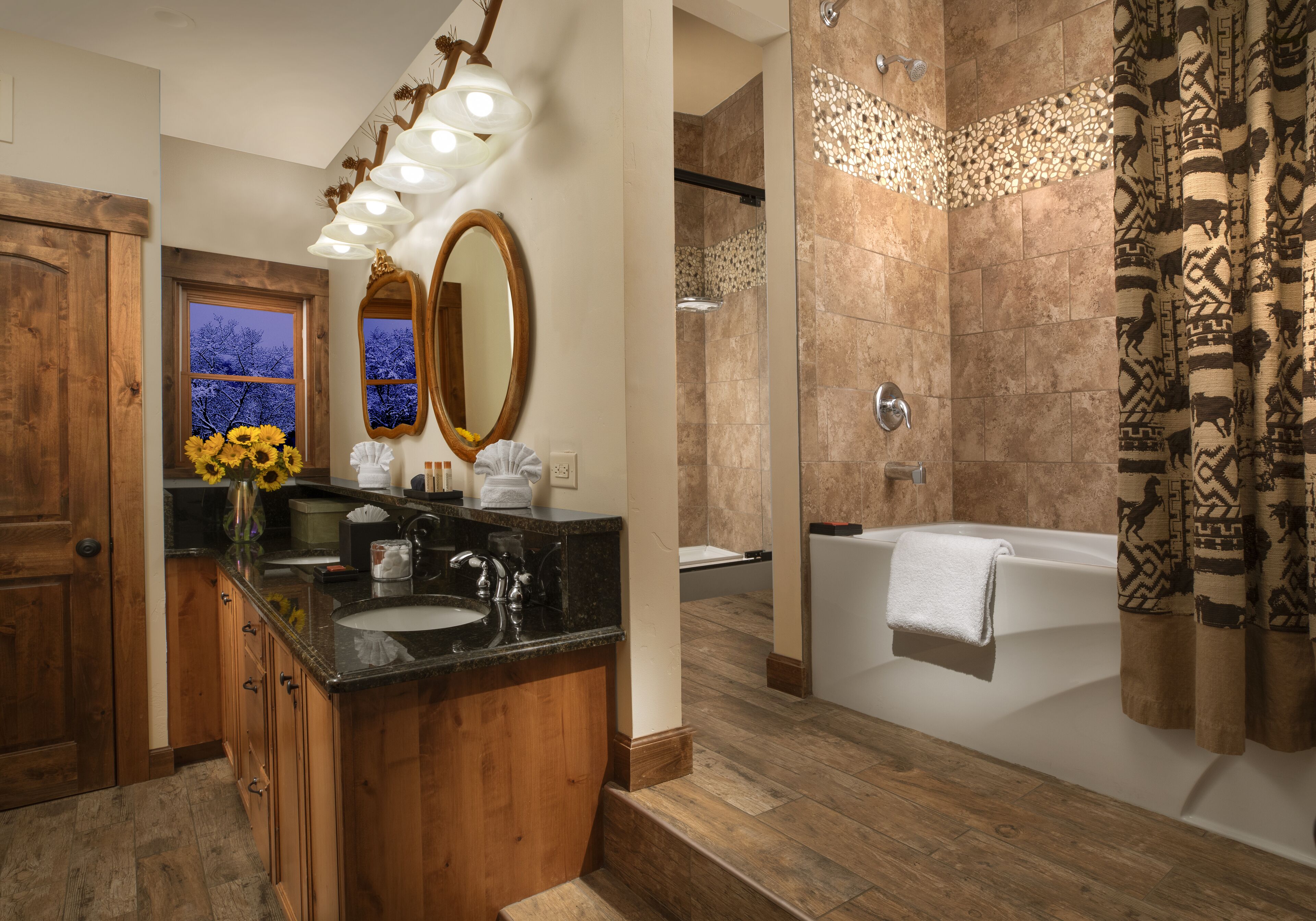 cottage master suite 53 | bathroom | designer toiletries, hair dryer, towels, soap
