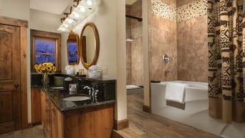 Cottage Master Suite 53 | Bathroom | Designer toiletries, hair dryer, towels, soap