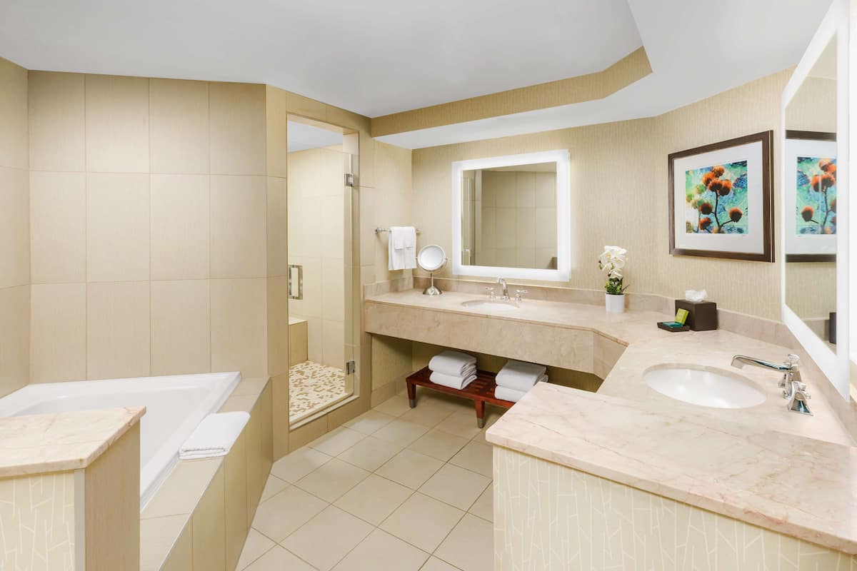 suite, 1 bedroom, non smoking | bathroom | designer toiletries, hair dryer, towels