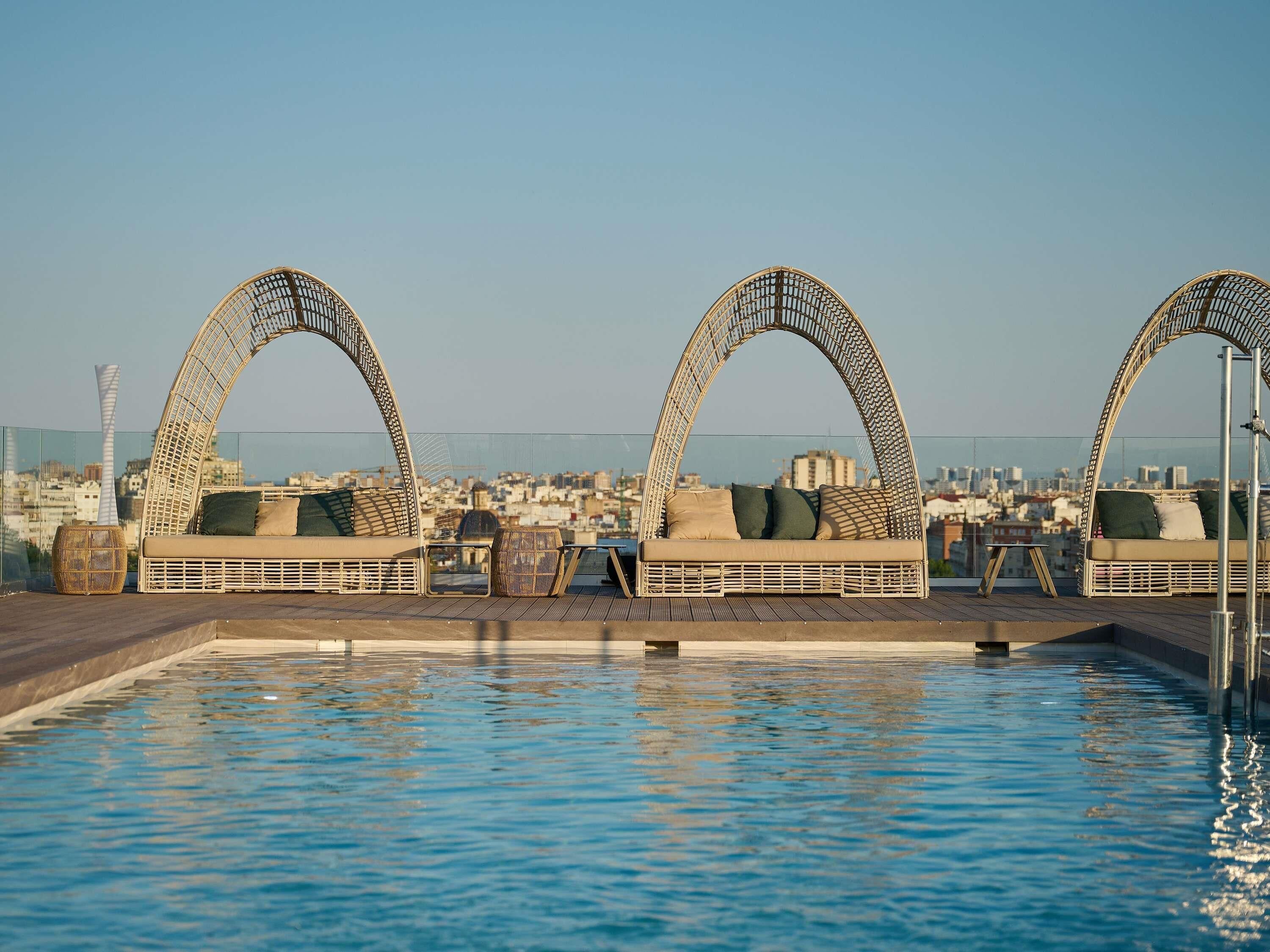 Outdoor pool, sun loungers