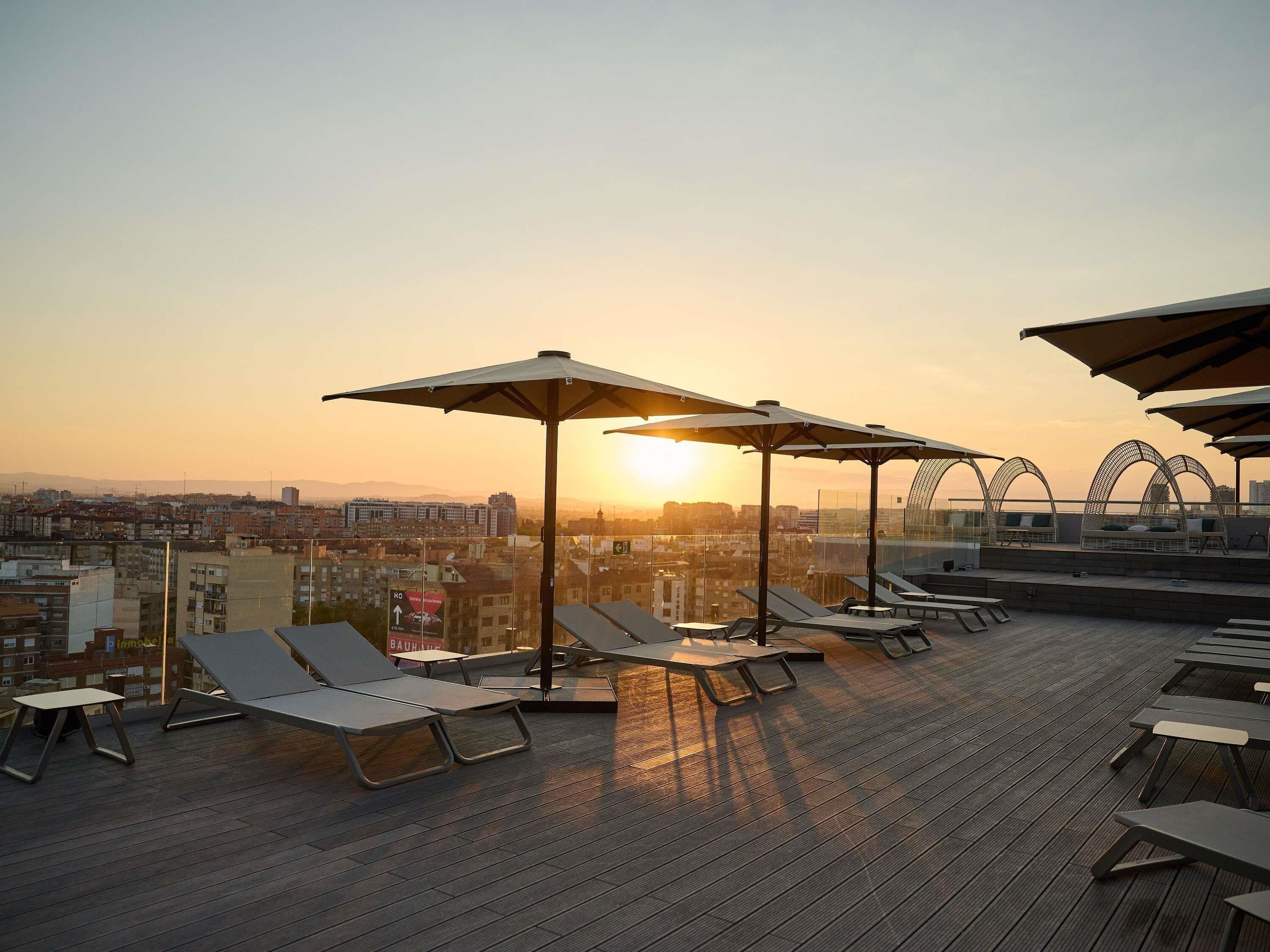 Outdoor pool, pool loungers