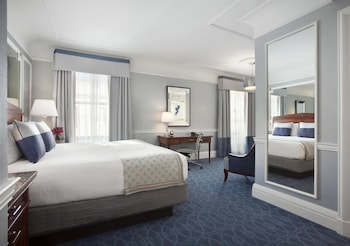 Premium bedding, pillowtop beds, in-room safe, individually decorated at Fairmont Copley Plaza, Boston