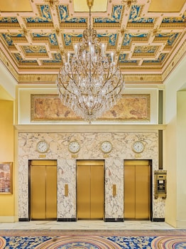 Hotel entrance and lobby at Fairmont Copley Plaza, Boston