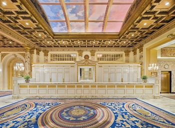 Hotel entrance and lobby at Fairmont Copley Plaza, Boston