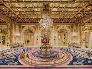 Hotel entrance and lobby at Fairmont Copley Plaza, Boston