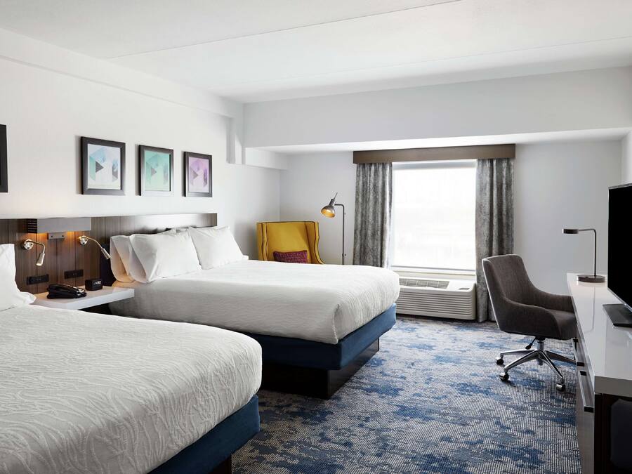 In-room safe, desk, laptop workspace, blackout curtains