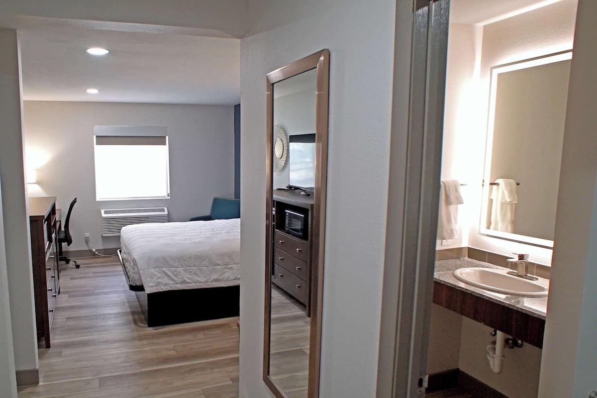 Room, 1 Queen Bed, Non Smoking | Premium bedding, desk, laptop workspace, blackout drapes