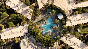 2 outdoor pools, open 11:00 AM to 5:00 PM, cabanas (surcharge)