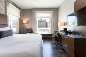 Pillowtop beds, desk, laptop workspace, blackout drapes