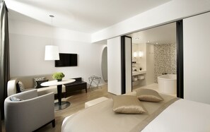 Junior Suite, 1 King Bed (Premium) | Living area | Smart TV, pay movies