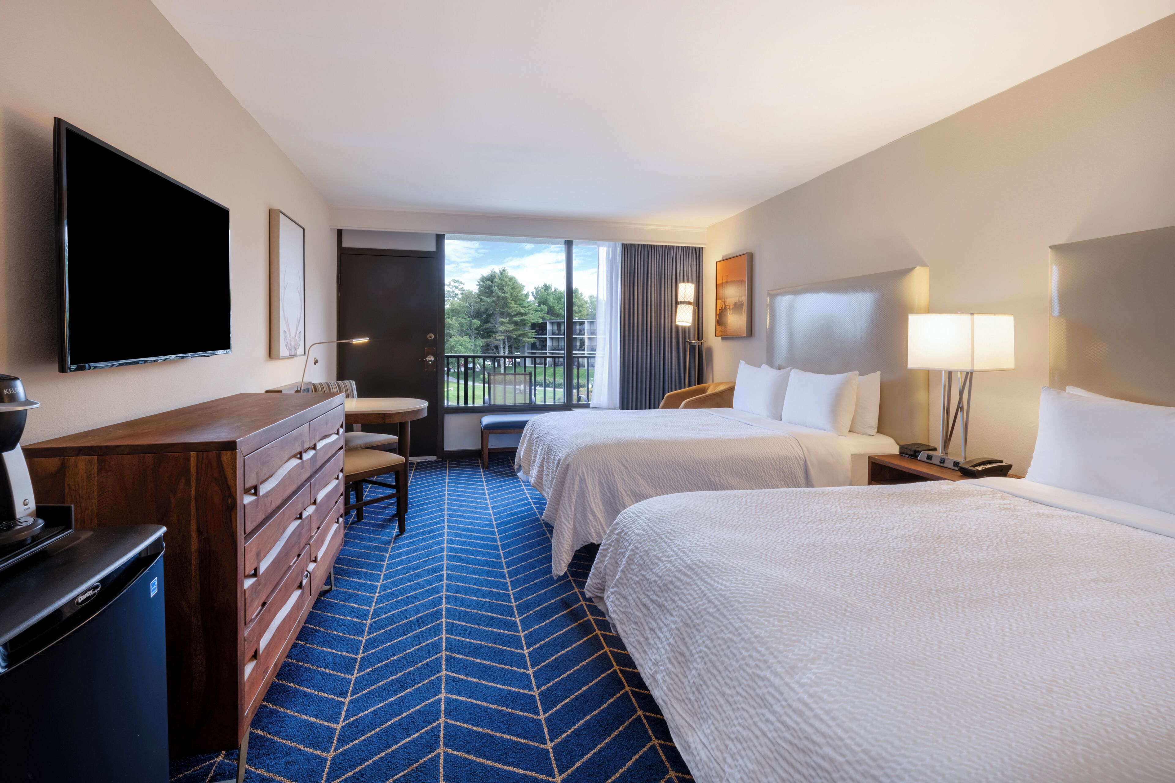 Standard Room, 2 Queen Beds, Pool View | In-room safe, desk, iron/ironing board, free cribs/infant beds