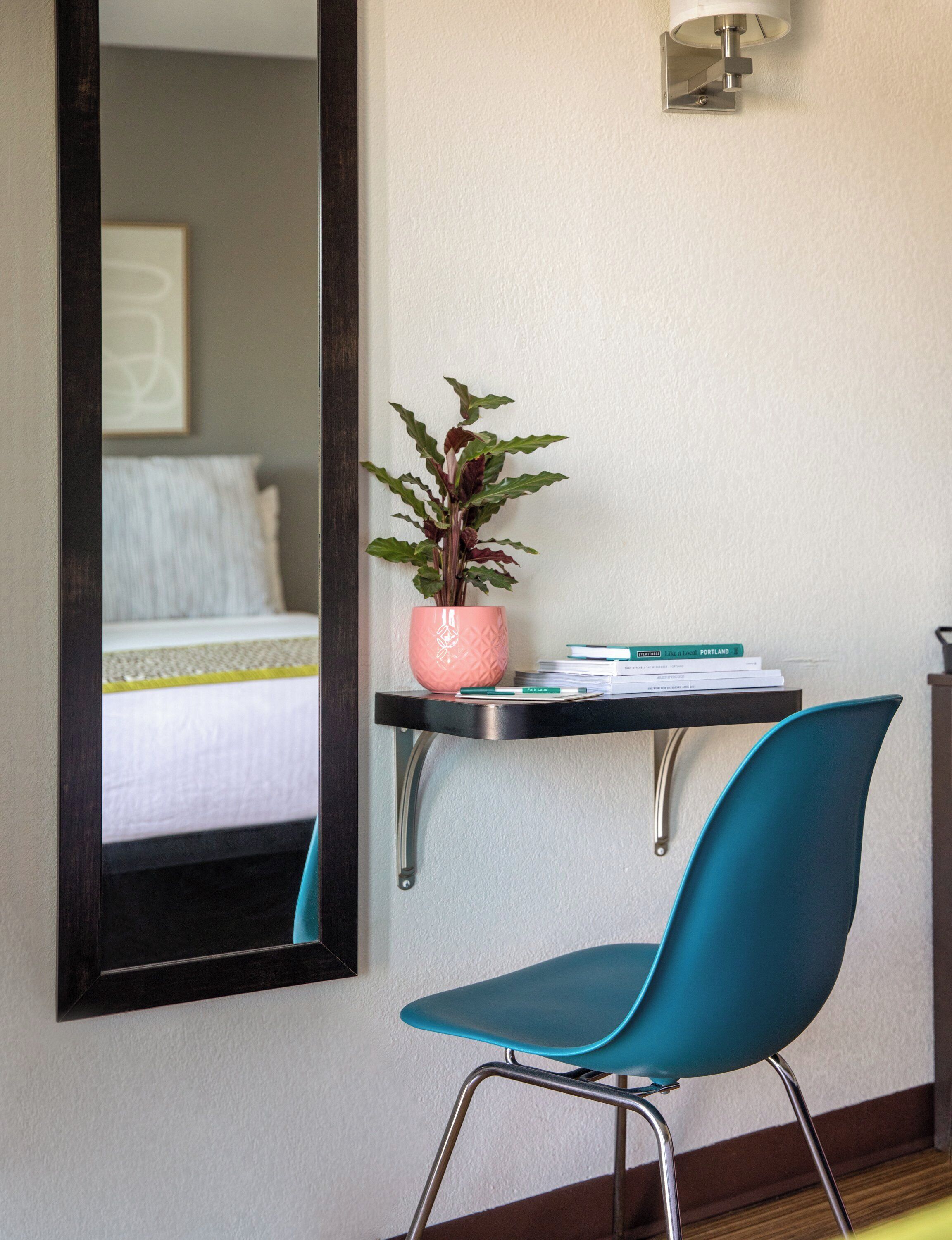 1 bedroom, desk, blackout curtains, iron/ironing board