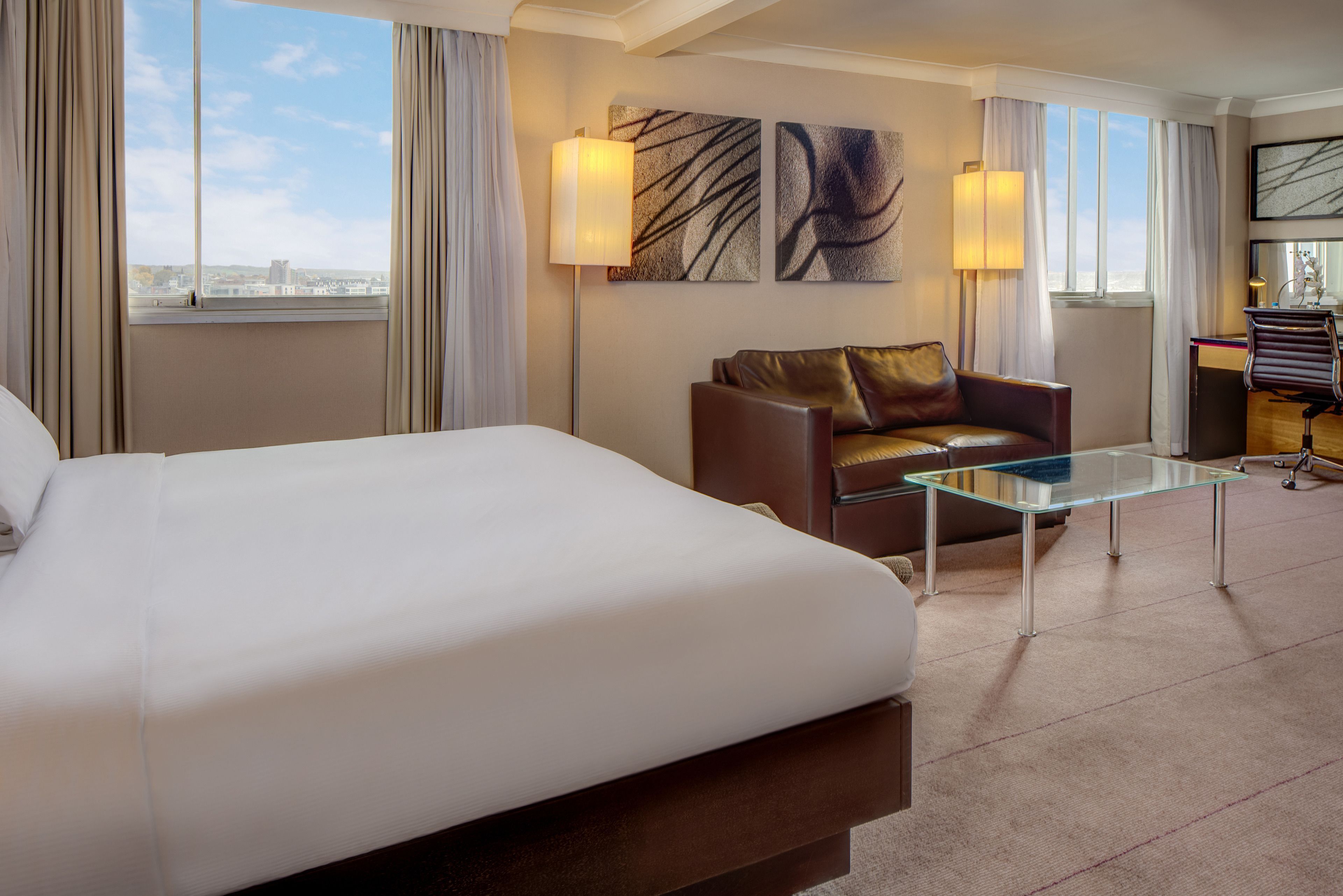 In-room safe, desk, laptop workspace, blackout curtains