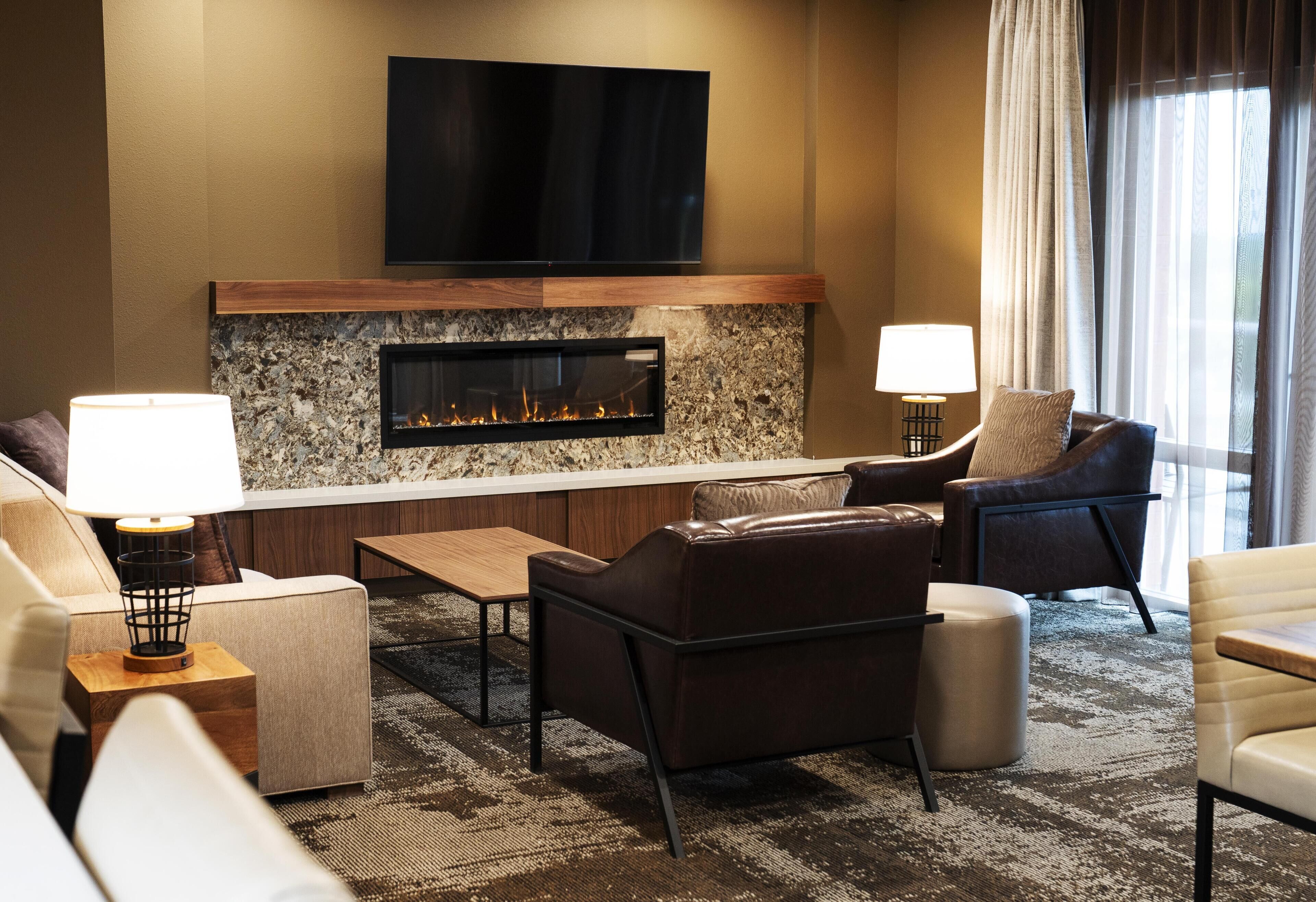 40-inch flat-screen TV with premium TV channels, TV