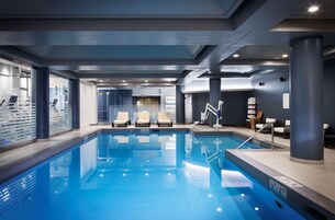 Indoor pool, open 7:00 AM to 8:00 PM, pool loungers