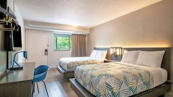 Minibar, desk, laptop workspace, blackout drapes