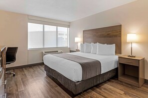 1 bedroom, laptop workspace, blackout drapes, iron/ironing board