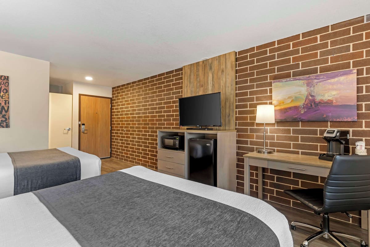 standard room, 2 queen beds, non smoking, refrigerator & microwave | 1 bedroom, laptop workspace, blackout curtains, iron/ironing board