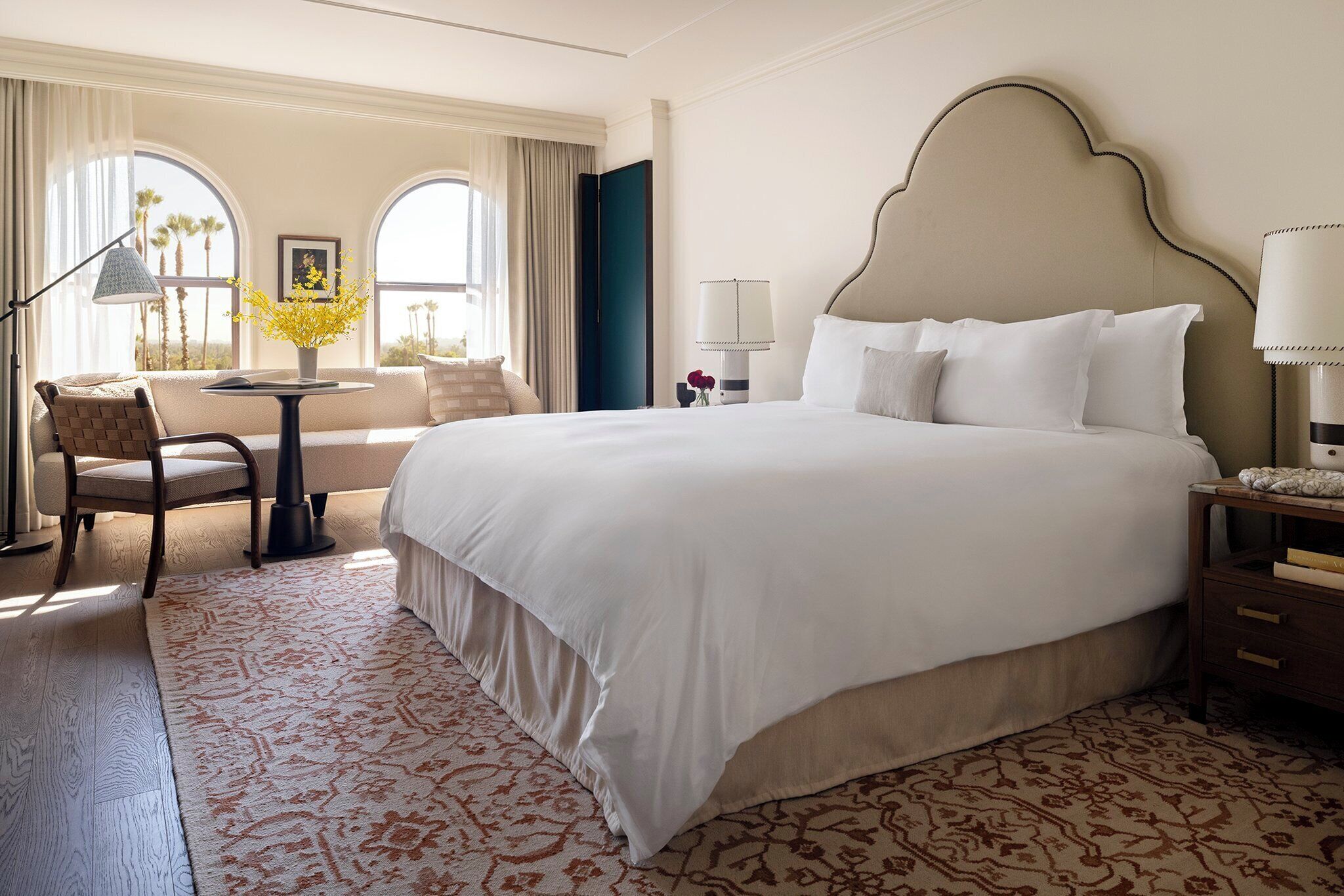 Premium bedding, down comforters, in-room safe, desk