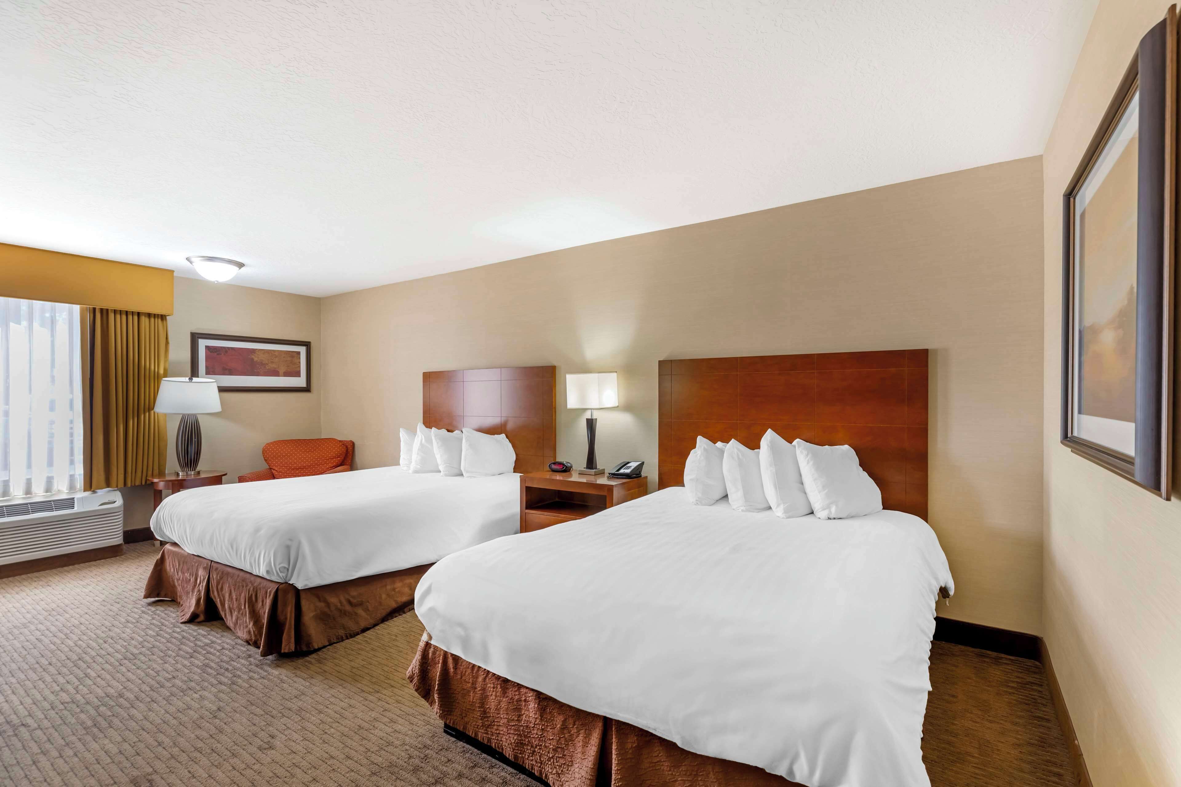 standard room, 2 queen beds, accessible, bathtub | pillow-top beds, desk, laptop workspace, iron/ironing board