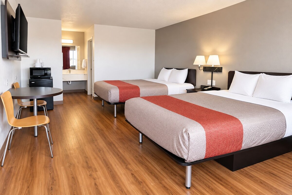 Blackout drapes, WiFi (free), alarm clocks, bed sheets