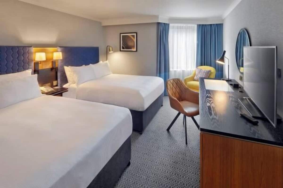 In-room safe, desk, laptop workspace, blackout curtains
