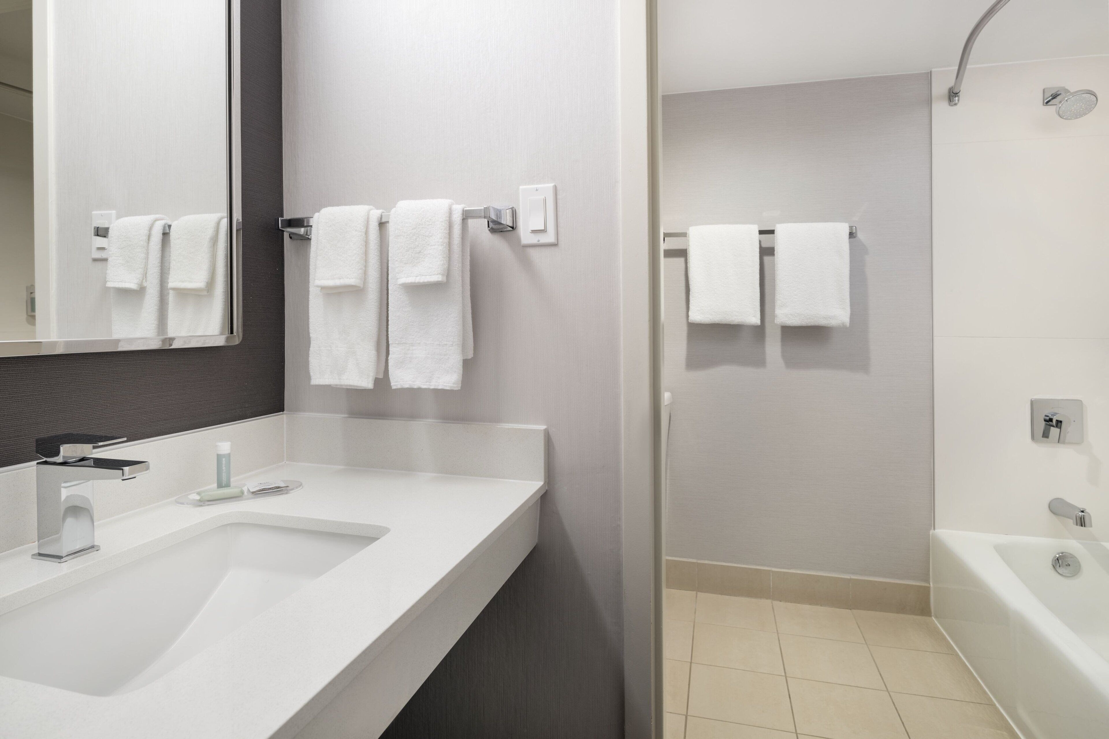 free toiletries, hair dryer, towels