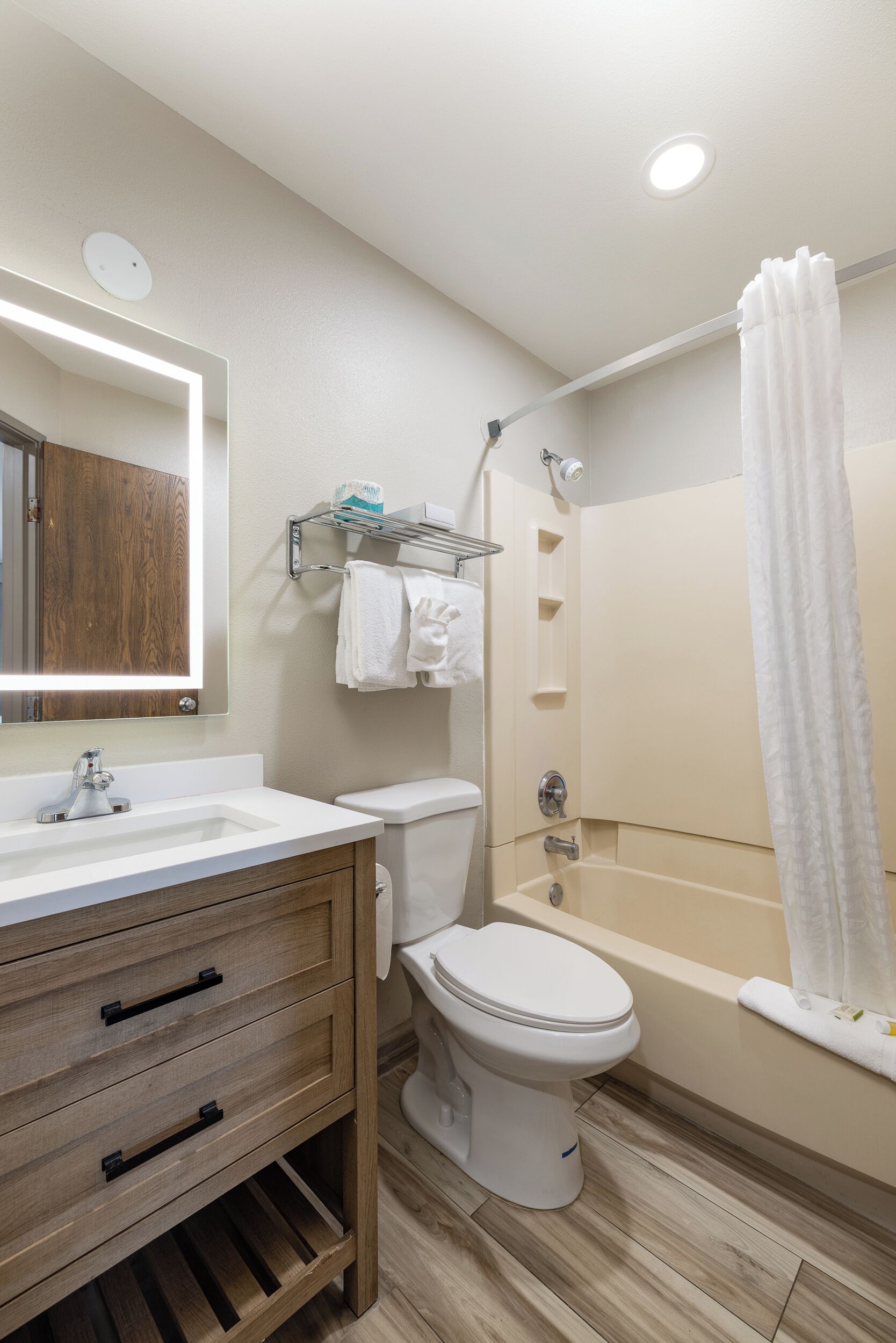 eco-friendly toiletries, hair dryer, towels, soap