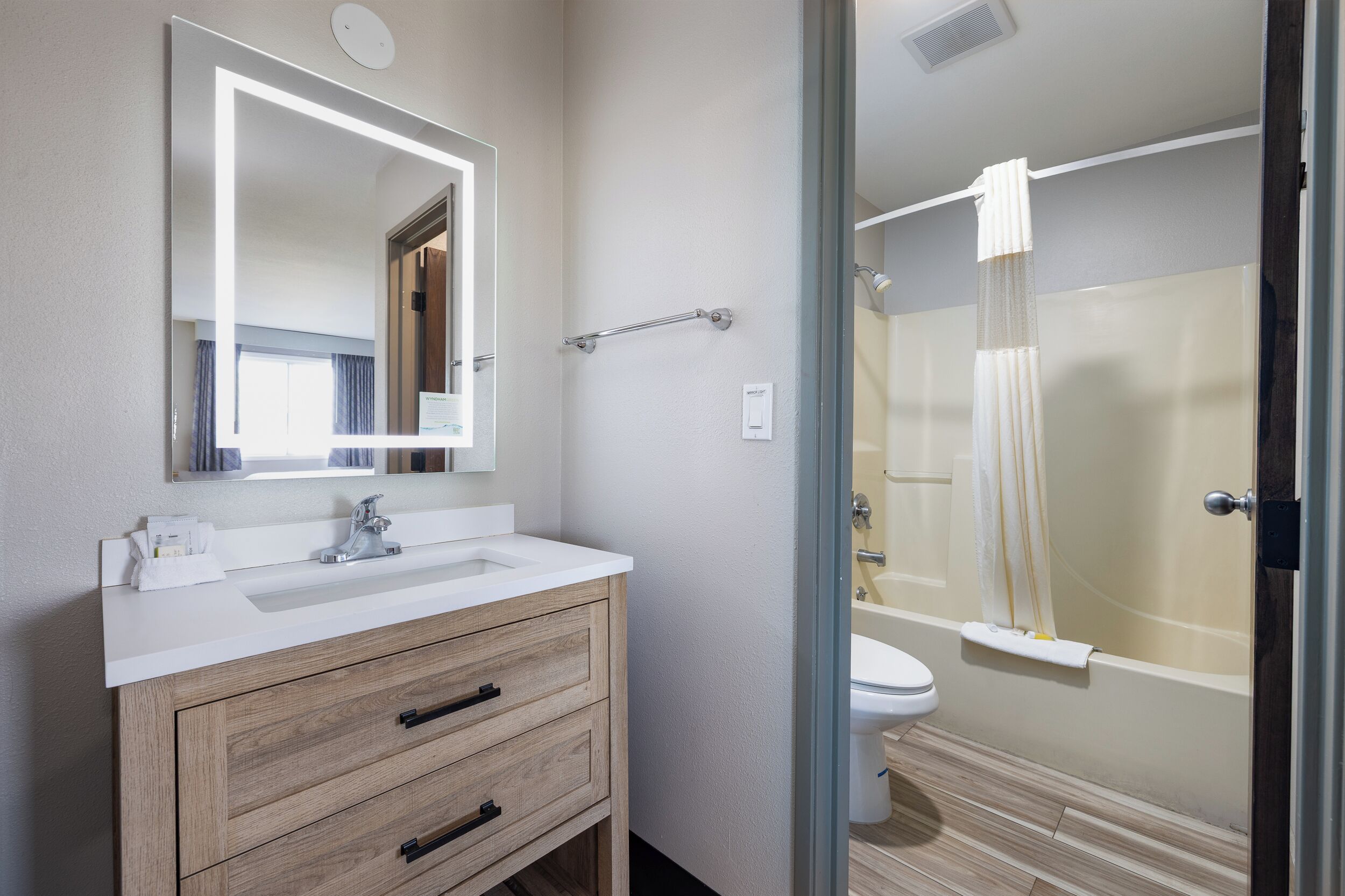 studio suite, 1 king bed, non smoking | bathroom | eco-friendly toiletries, hair dryer, towels, soap