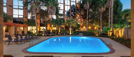 Outdoor pool, open 7:00 AM to 10:00 PM, pool loungers