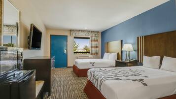 Habitación estándar, 2 camas matrimoniales, para fumadores | 1 habitación, cortinas blackout, wifi gratis y ropa de cama