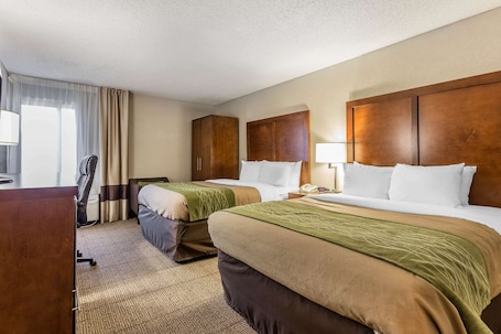 Standard Room, 2 Queen Beds, Non Smoking | Desk, laptop workspace, blackout drapes, iron/ironing board