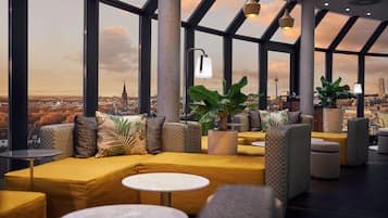 Rooftop bar, garden views, open daily