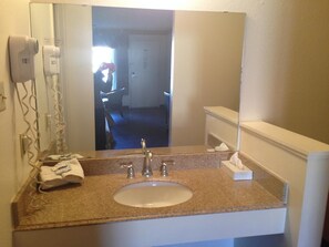 Combined shower/tub, hair dryer