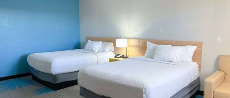 Minibar, desk, laptop workspace, blackout curtains