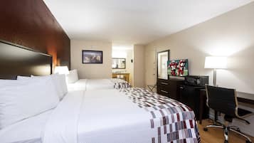 Desk, blackout curtains, iron/ironing board, free cots/infant beds