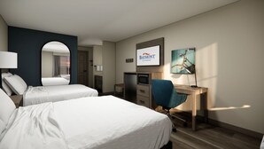 Room, 2 Queen Beds, Non Smoking | Desk, laptop workspace, soundproofing, iron/ironing board